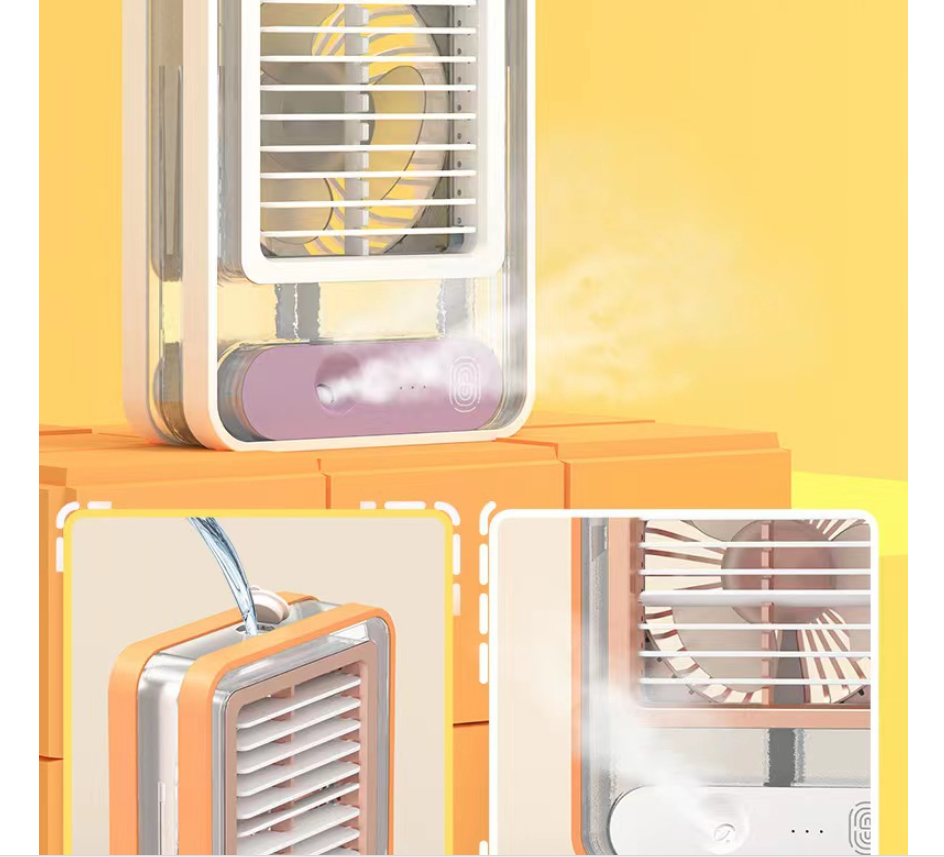 Mini Night Light Fan USB Charging Air Cooling Fan with Spray Function and 420g Weight