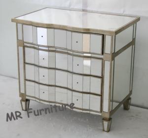 China Moscal Mirrored Bedroom Chest Gold / Optional Color Curved Drawers wholesale