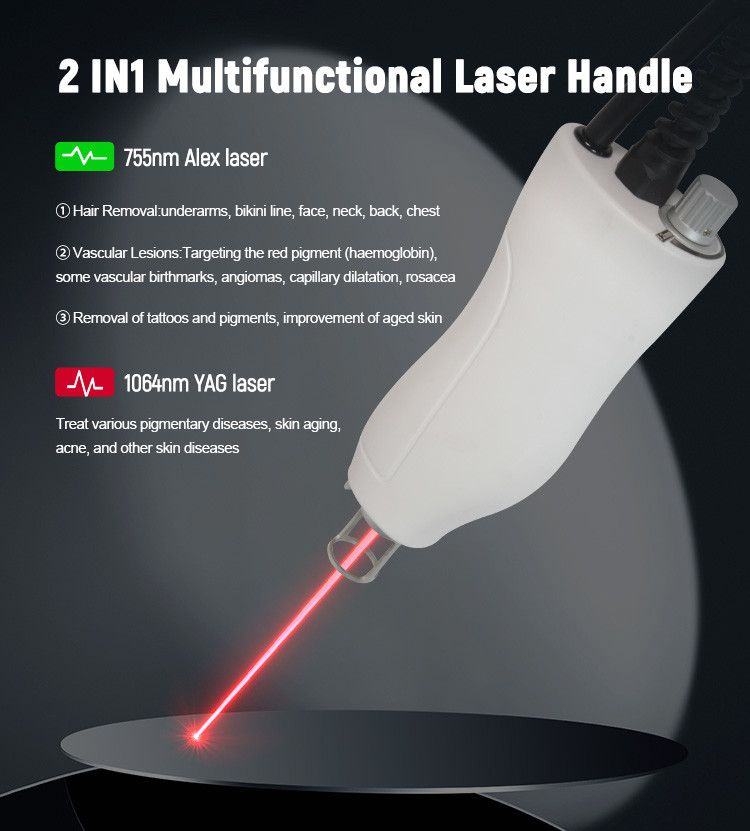 1064nm Fiber Optic Alex Laser Hair Removal Machine 8mm Spot Adjustable