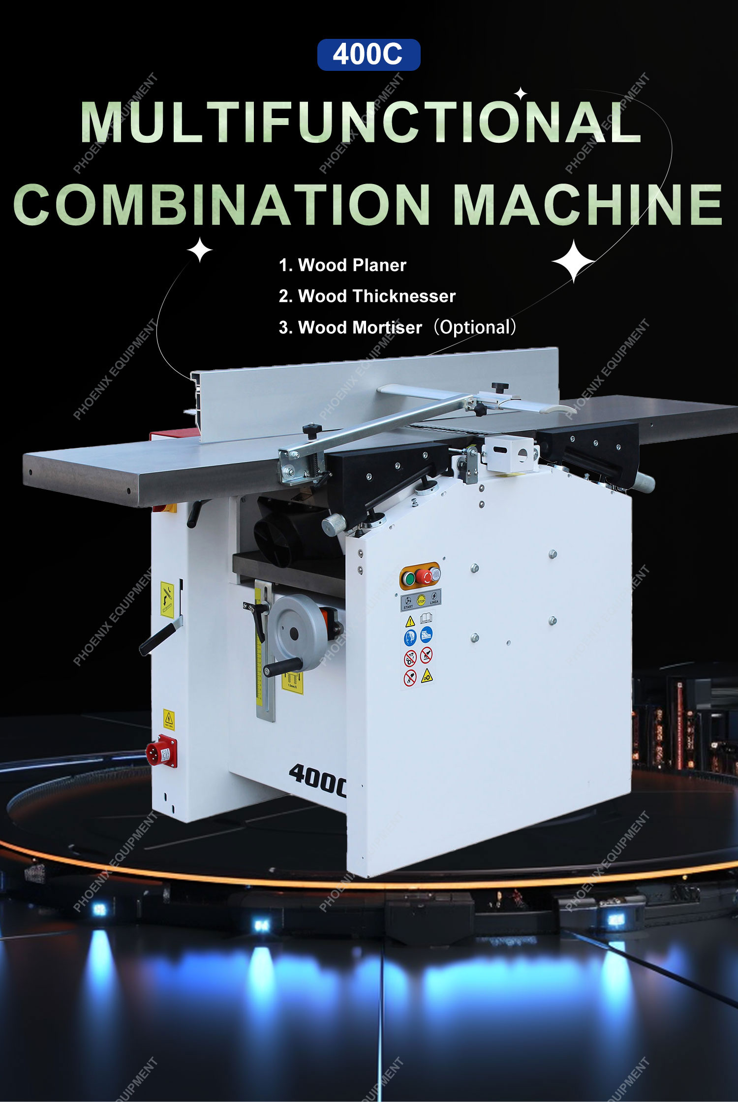 400C Woodworking Combination Machine with 3-Phase Motor Power 0 3 and Wescott Chuck 16mm