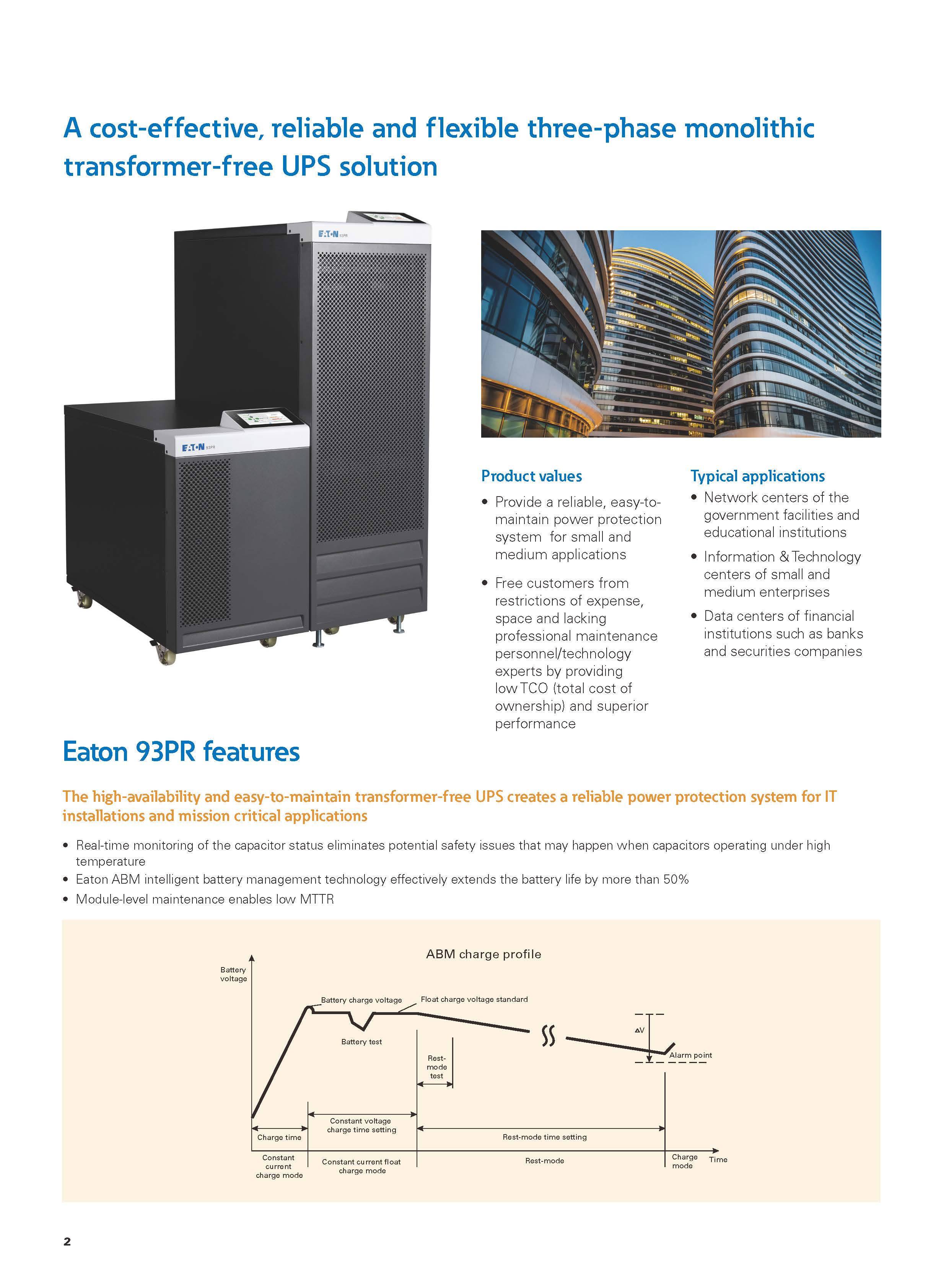 Low Frequency 380V Eaton 93PR BMS 3 Phase 25kW Online UPS for Industrial Applications