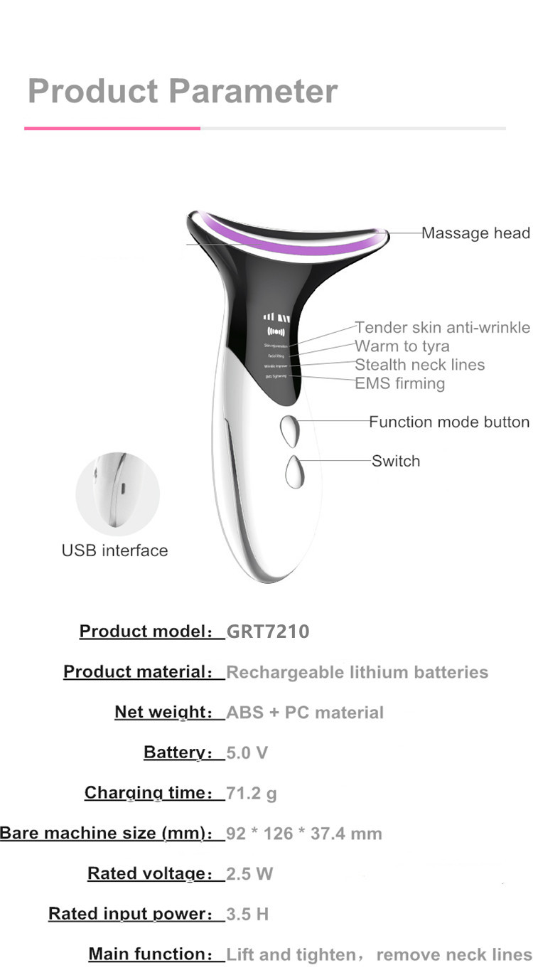 Galvanic Neck Wrinkle Remover Anti Aging Rejuvenation Device 45 Degree