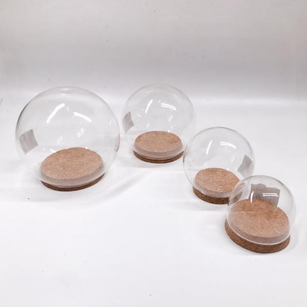 ISO9001 Small Borosilicate Glass Dome Cork Base Eco Friendly
