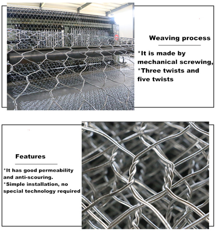 Heavy Zinc Hexagon Gabion Mesh Baskets 2.8mm Stone Filled Wire Mesh Wall