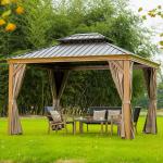 Patio Hardtop Gazebo 4x4m 3x4m Outdoor Hardtop Gazebo Garden Modern Luxury