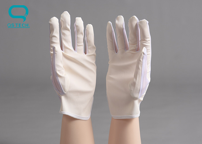 PU Palm Stripe ESD Safe Gloves Polyester For Clean Room