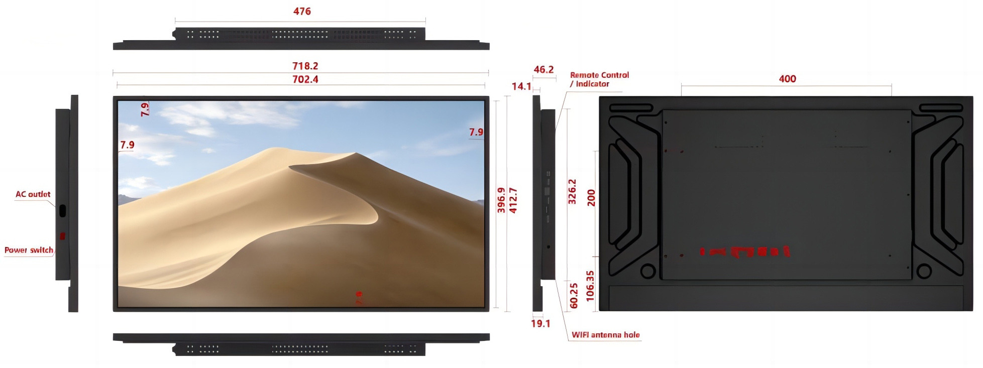 32 Inch Outdoor Indoor Digital Menu Board 1920x1080 Restaurant Slim Bezel