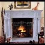 Electric marble fireplace mantel surrounds with stone figure carvings,China