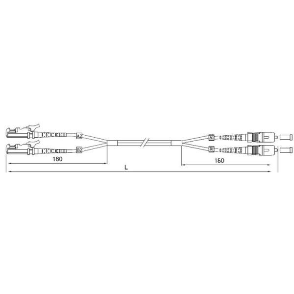 9 / 125μm Duplex 2.0mm E2000 APC - SC APC Fiber Optic Patch Cord OS2 G652D 3 Meters LSZH