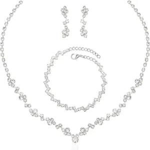 China Rhodium Plated 925 Sterling Silver Jewelry Set 18 Inches Chain Length Silver Dangle Earrings wholesale