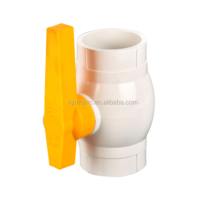 Moulding Processing Service ASTM/DIN Standard 1/2 Inch PVC Ball Valve with Yellow Handle