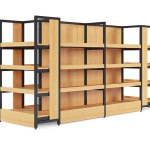 China Supermarket Wooden Display Racks For Retail Stores Shelving Stand Units wholesale