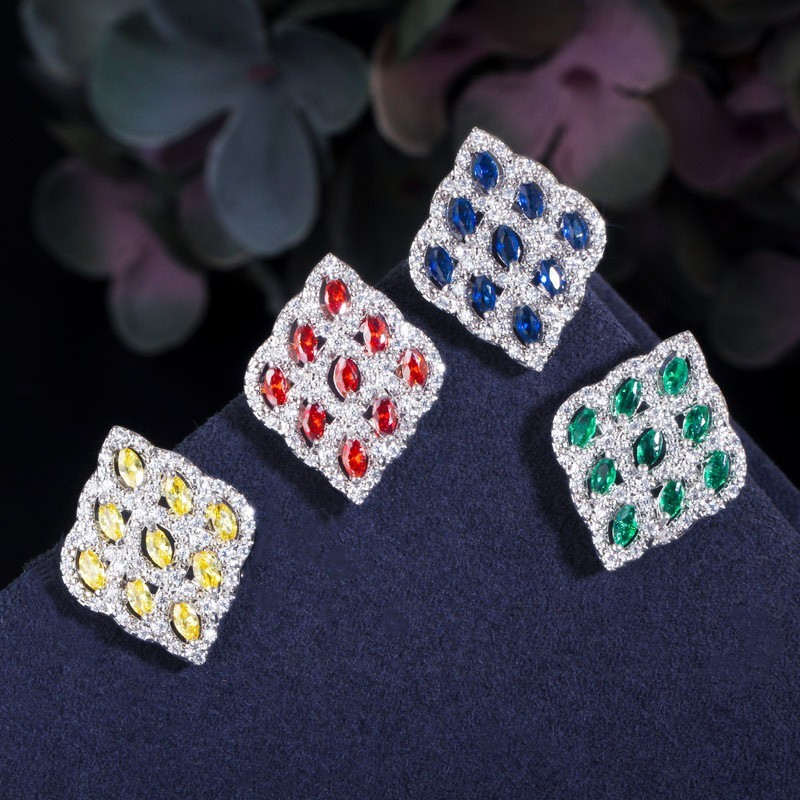 CZ modern tribal beaded cubic zirconia stone silver Necklace Bracele Earring Ring jewelry set necklace set jewelry set