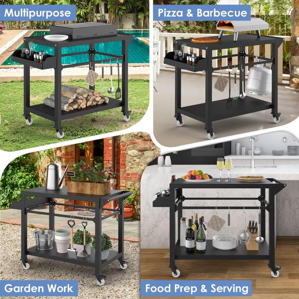 Multifunction Metal Plant Fiber Kitchen Cart Island for Outdoor Grill and Food Prep