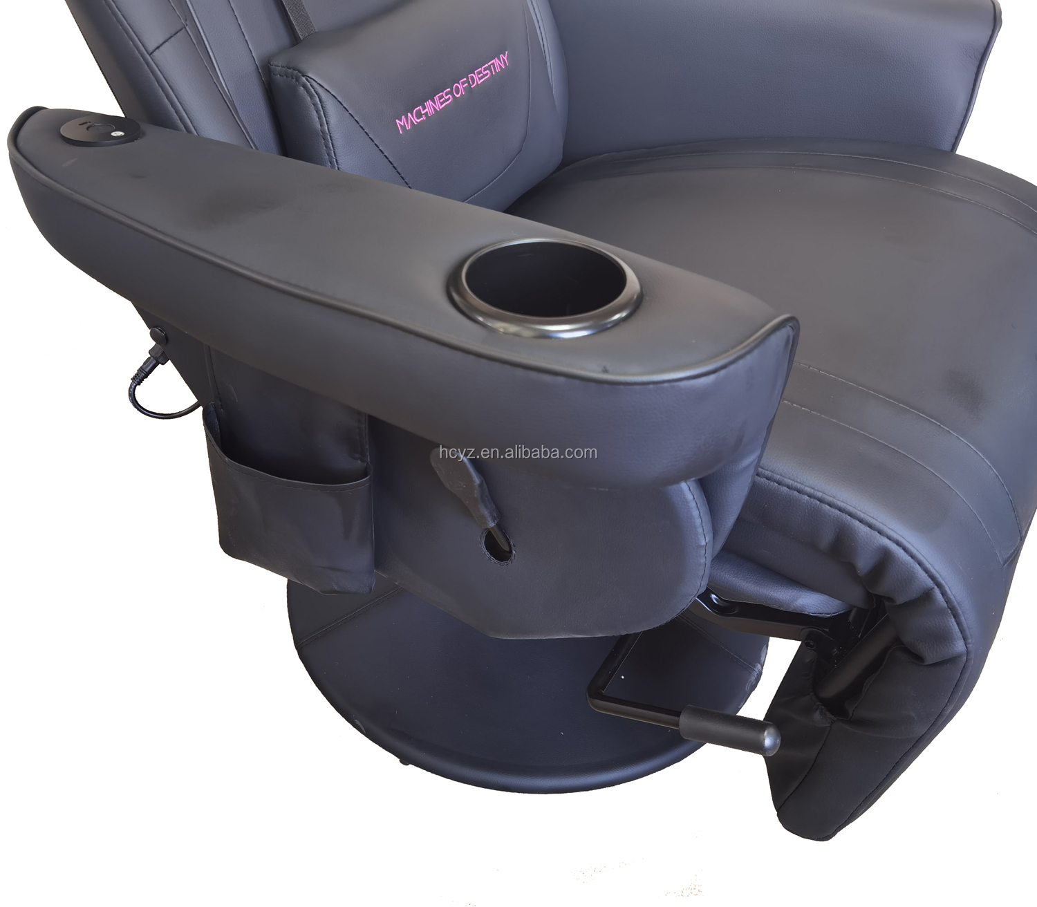 Office Gaming Chair with Cup Holder and Bluetooth Speakers in Racing Style PU Leather