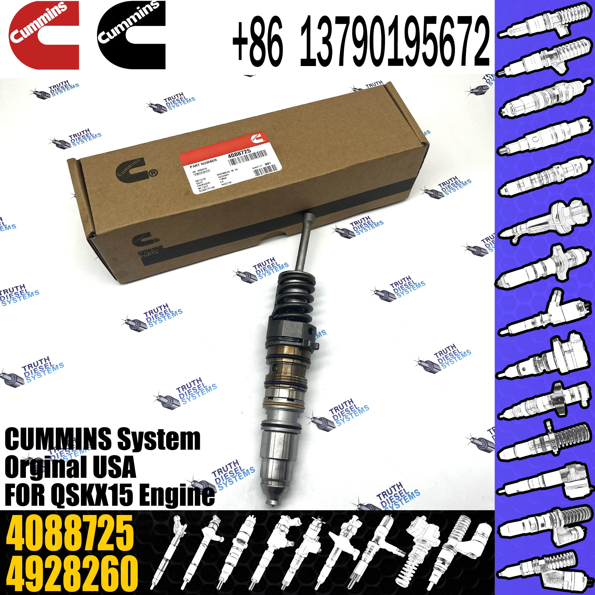 Common Rail Diesel Fuel injector nozzle QSKX15 4928260 4088725 4903455 4928264 4088652 4088723
