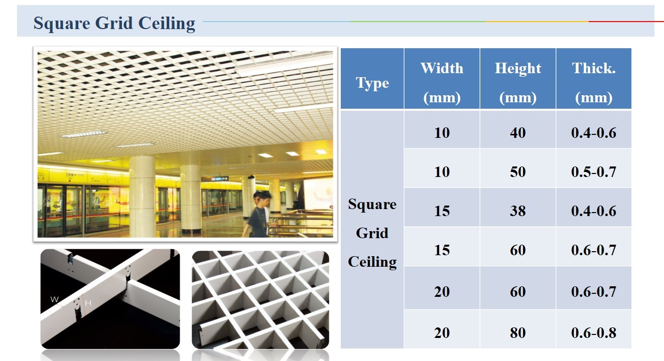 Suspension Open Cell Aluminium Metal False Tee Grid Ceiling for Building Interior Wall Ceiling Decoration