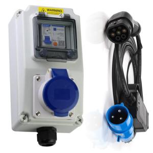 China Electric Vehicle Charging Cable 32 Amp 220V-240V CEE Plug Car Charger Switch Box IEC 62196-2 wholesale