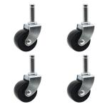Black Wheel Plug In Stem Plastic Shopping Food Cart Casters 2 Inch