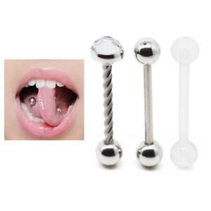 China Acrylic Material Screw Barbell 14G Surgical Steel Tongue Jewelry wholesale