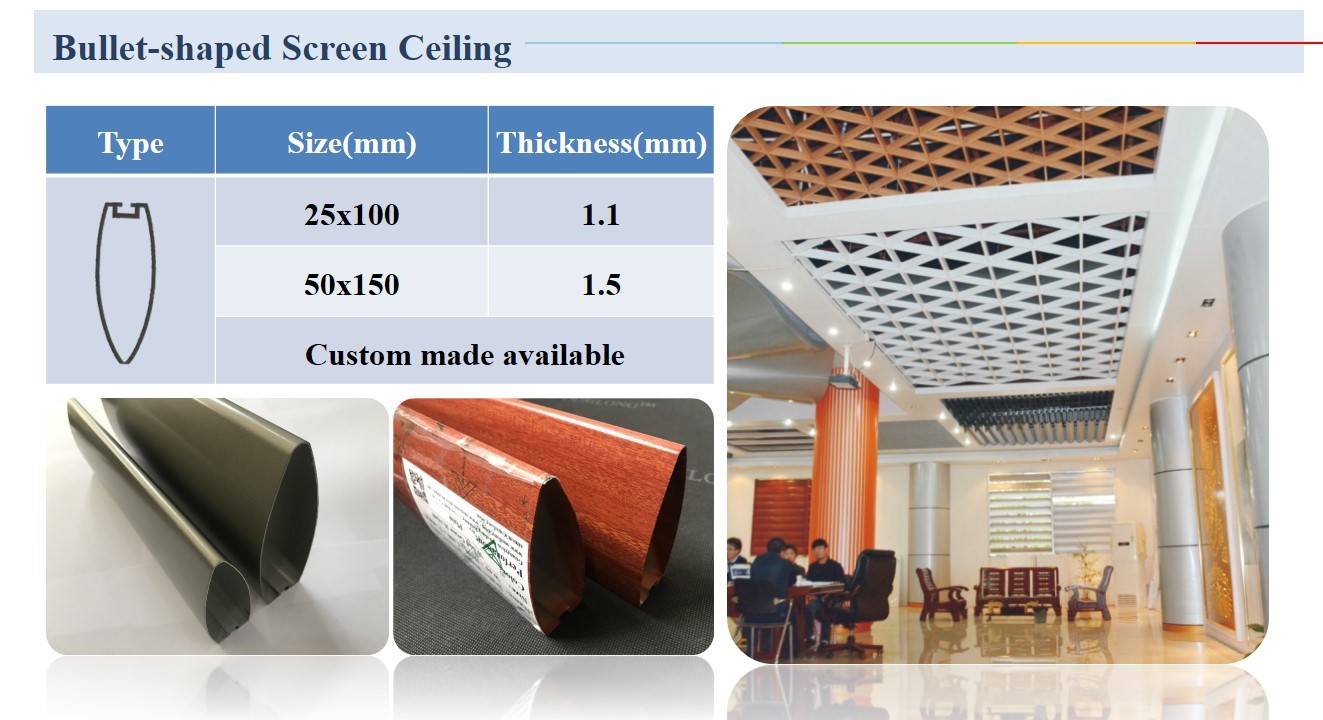 Construction Suspended Metal Linear Baffle Strip Decorative Extruded Aluminium / Aluminum Profile Wall Ceiling Panel