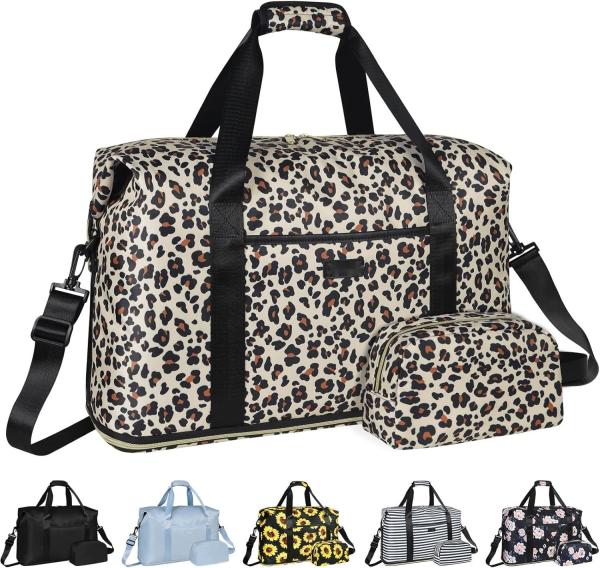 Leopard Expandable Large Weekender Overnight Waterproof Carry on Shoulder Tote