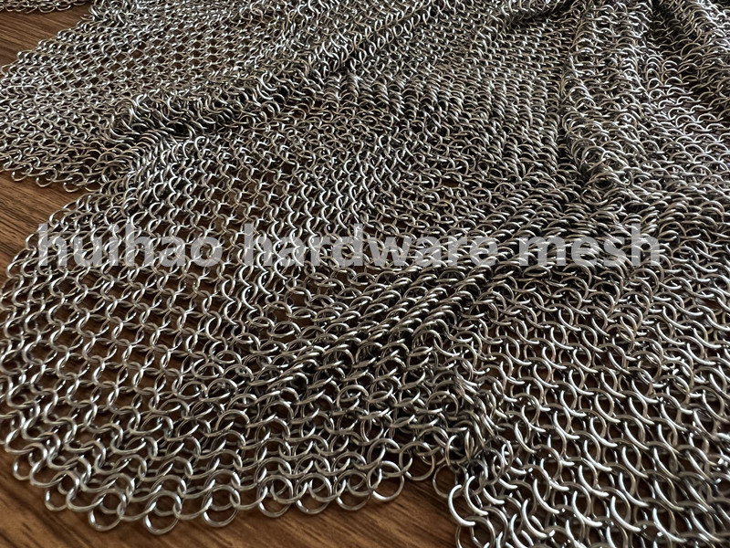 7.27 Lb Weight Metal Mesh Curtain Chainmail Weave Stainless Steel Round Rings