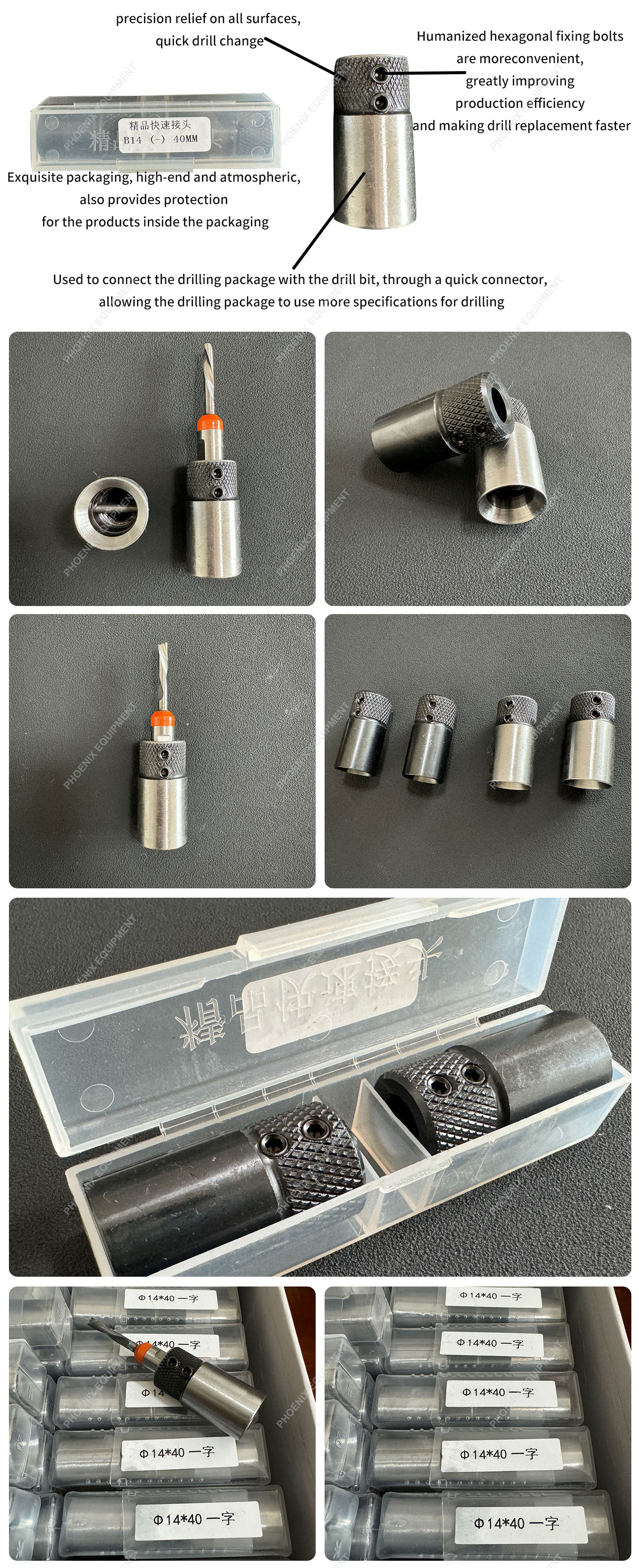 Black Woodworking Boring Machine Drill Chuck Adapter for Quick Change of Drill Bits