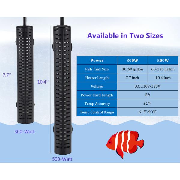 300W aquarium heater with LED digital temperature controller for diving fish tank water heater for 30-60 gallon water tank