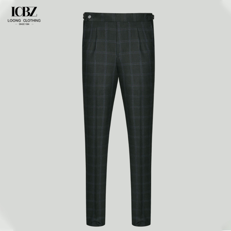 100% Wool Slim-fit Man Casual Trousers for Men 2023 Formal Business Pants Flat Front Style
