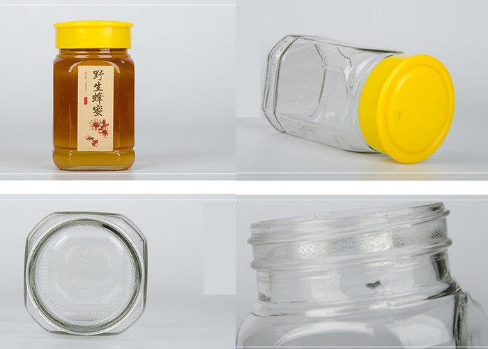 Personalized Honey Jars With Screw Lid Square Shape High White Glass