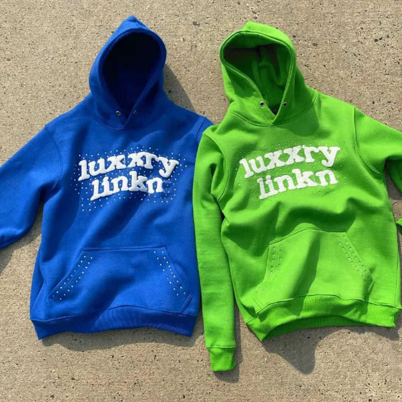 Logo Puff Print Hoodie Custom Streetwear Hoodie Cotton French Terry Bubble Print Pull Over Men