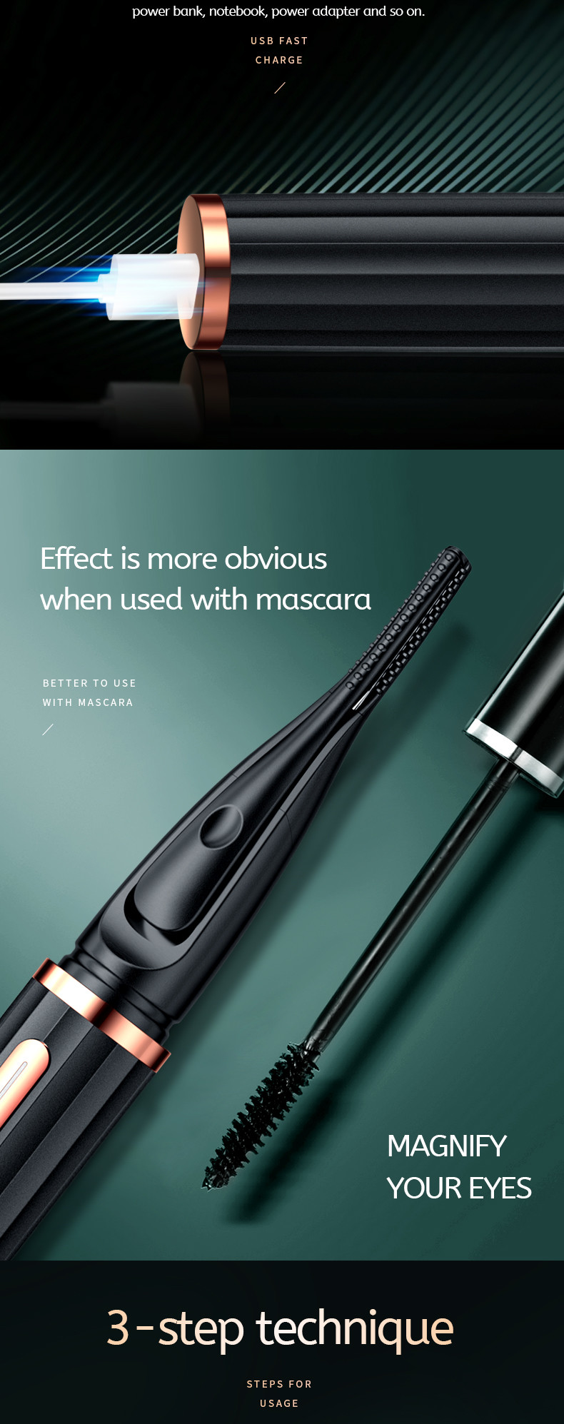 FCC Certified Mini Size Electric Heated Eyelash Curler 350mAh