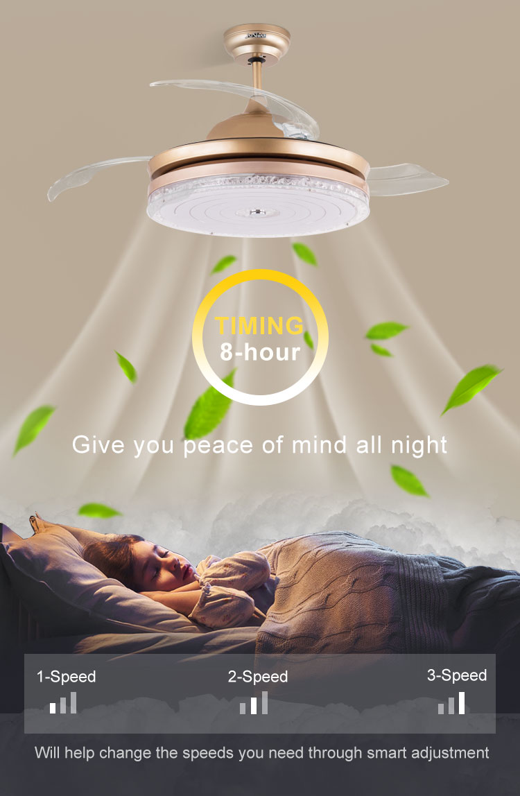 OEM Multi Color LED Ceiling Fan for in Dinning Room at Home Hotel Office