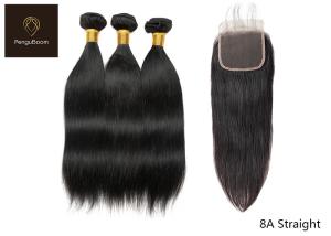 China 10inch 8A Straight Hair Bundles With Closure wholesale