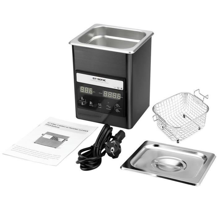 Small Stainless Steel 2L Ultrasonic Cleaner With Digital Heater Timer 50W