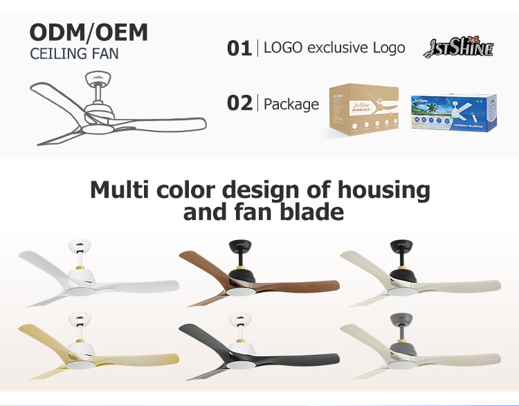Living Room 1stshine LED Ceiling Fan 3 Color LED Plastic Blades and DC Motor for Wide