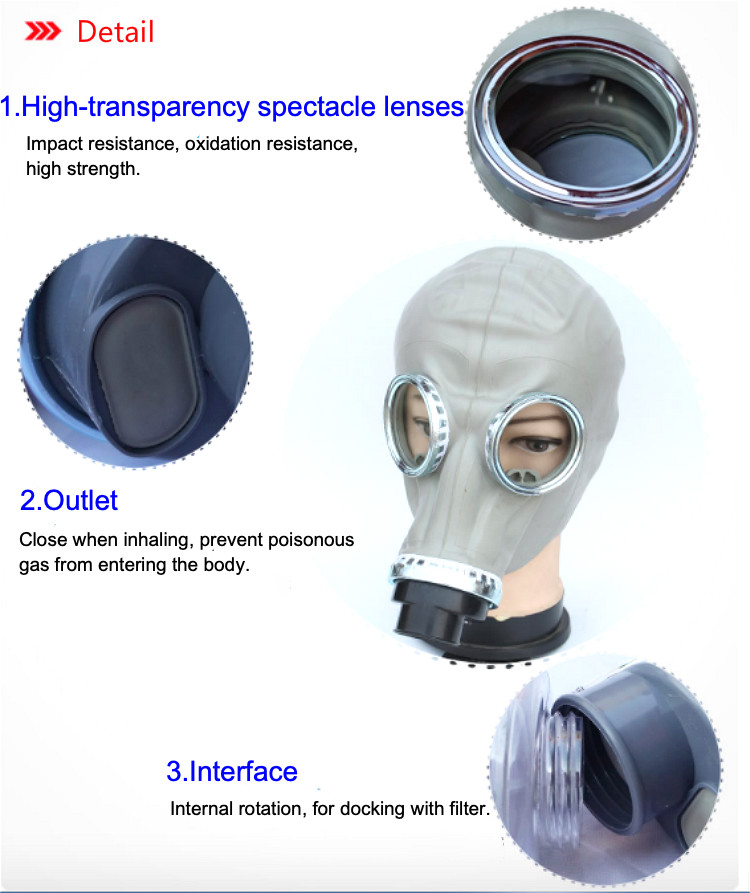 Silica Gel Safety Full Face Gas Mask 60*27*42cm Anti Virus