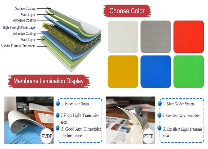 Dome Shape PTFE Membrane A2 9000N Theater Roof Structure