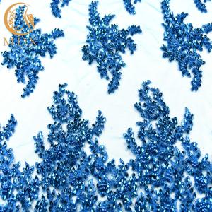 China Stunning Tulle Glitter Lace Fabric Embroidery Beads For Wedding wholesale