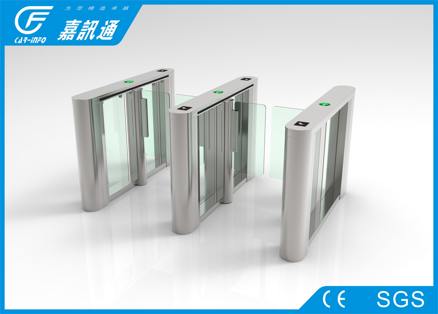 Full Automatic Speed Gate Turnstile DC24V Motor Drive1400 * 180 * 960mm Fire Safety Function