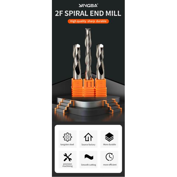YINGBA Customizable 2-Flute Solid Wood Cutting Woodworking Engraving Bits CNC Machine Tools' Solid Carbide End Mills ODM OEM