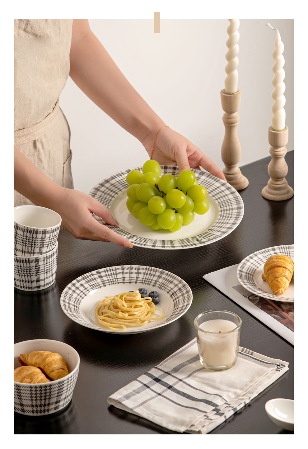 Sustainable Fabric Pattern Dinnerware Set In Modern Nordic Style For Luxury Tableware
