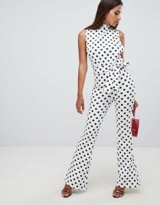 China OEM high quality girls high neck jumpsuit in polka dot wholesale