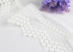 Water Soluble Floral White Guipure Lace Trim , 7.5cm Width Flat Vintage Lace