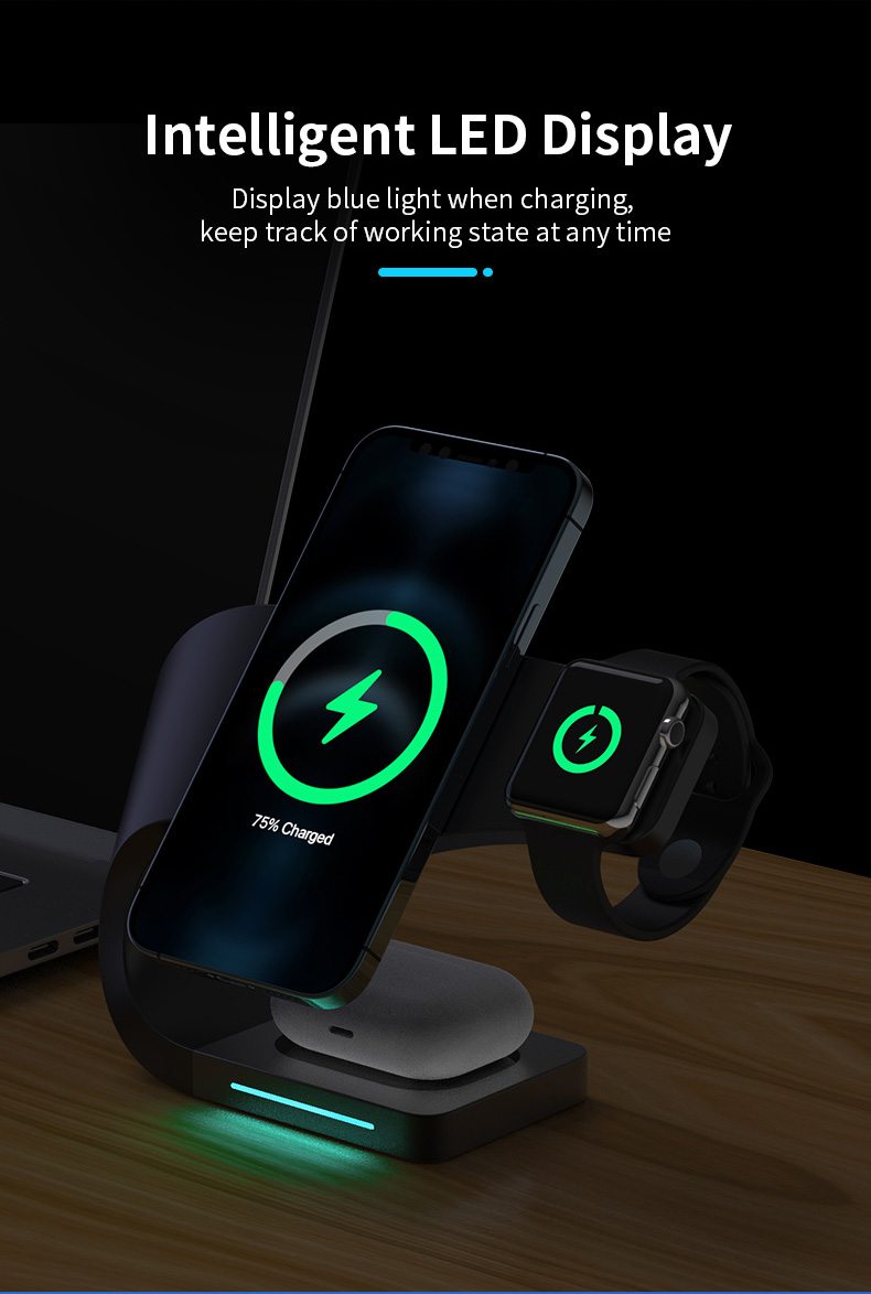 4 in 1 Magnetic Wireless Charger Stand for iPhone 14 15W Fast Charging Dock Station