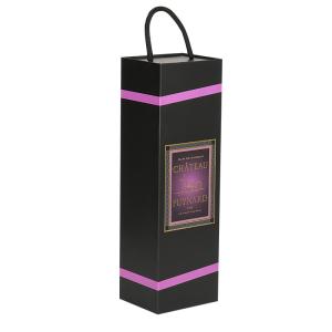 China Single Folding Magnetic Wine Gift Box Luxury Cardboard Black Custom wholesale