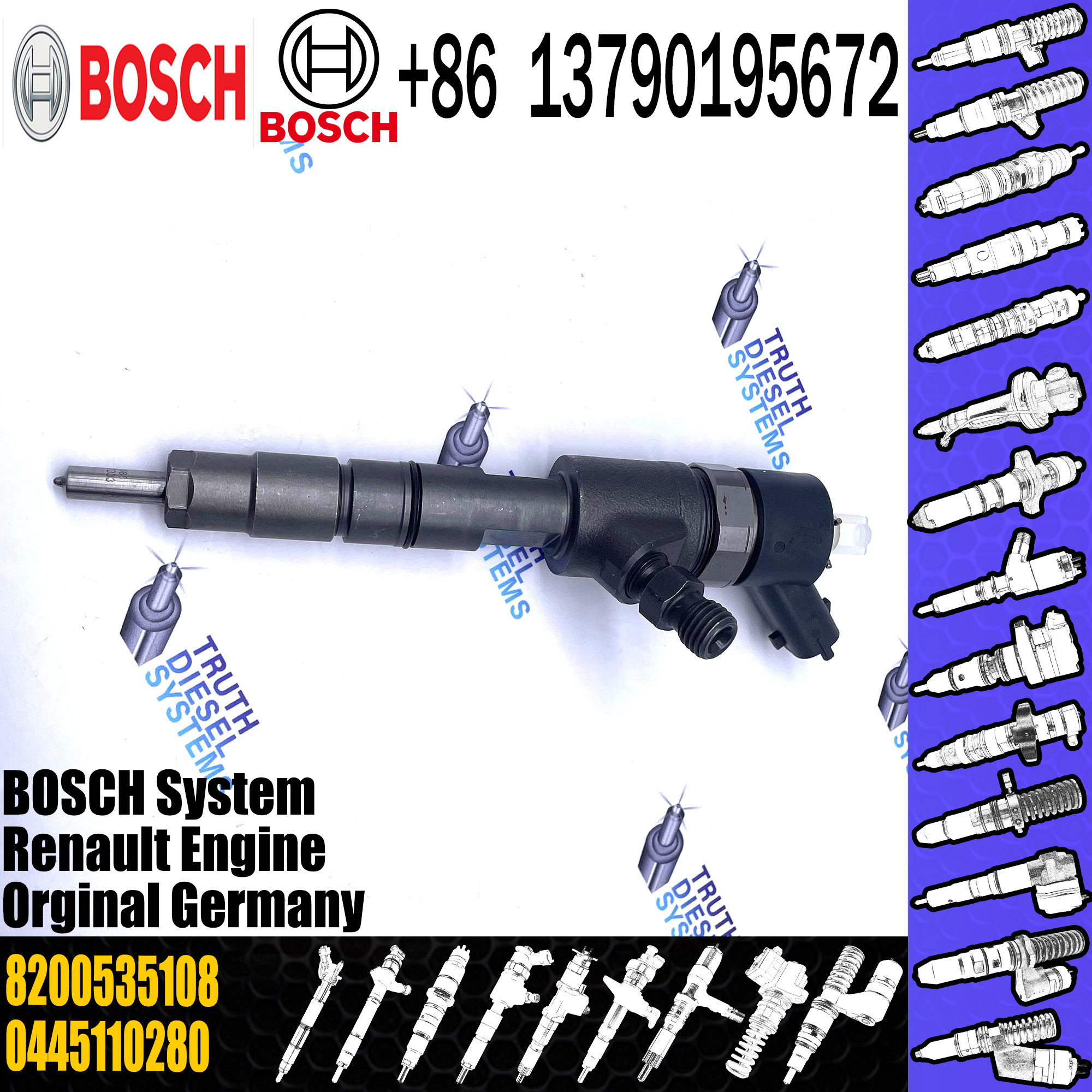 Common Rail Injector Assembly 0445110280 0986435192 8200535108