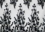 Polyester 3D Flower Lace Fabric For Wedding Dresses , Embroidered Bridal Lace