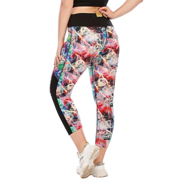 Athletic Patterned Yoga Pants Quick Dry Breathable Women Plus Size Floral Print